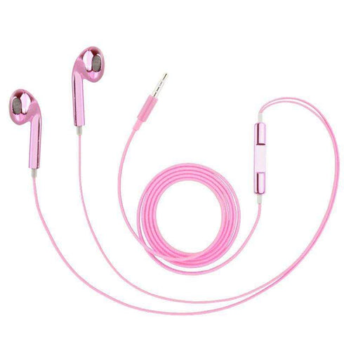 AussieSuperStore Homeware Supplies Metallic Plated Stereo Ear-pods with Volume Control & Mic Pink Metallic Plated Stereo Earpods Volume Control & Mic Headset Earphones CBIP4G14431F